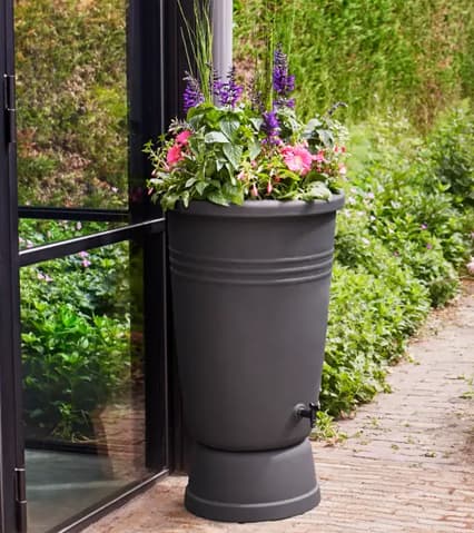 Regenton met plantenbak
